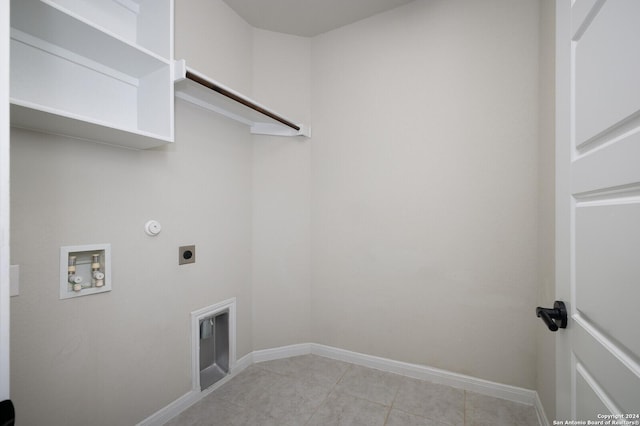 laundry room with washer hookup, electric dryer hookup, light tile patterned flooring, and gas dryer hookup