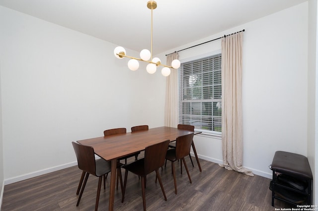 dining area with dark wood-type flooring