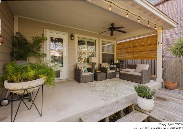 view of patio / terrace with outdoor lounge area and ceiling fan