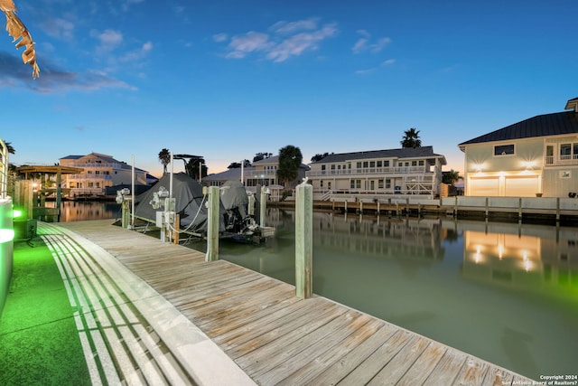 dock area featuring a water view