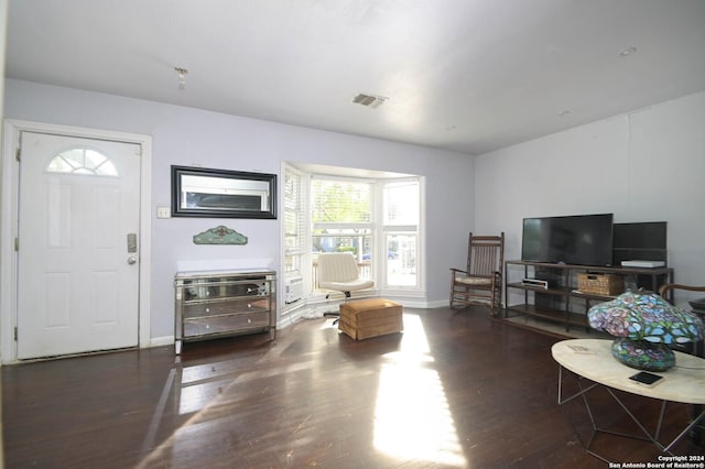 living room featuring dark hardwood / wood-style flooring and plenty of natural light