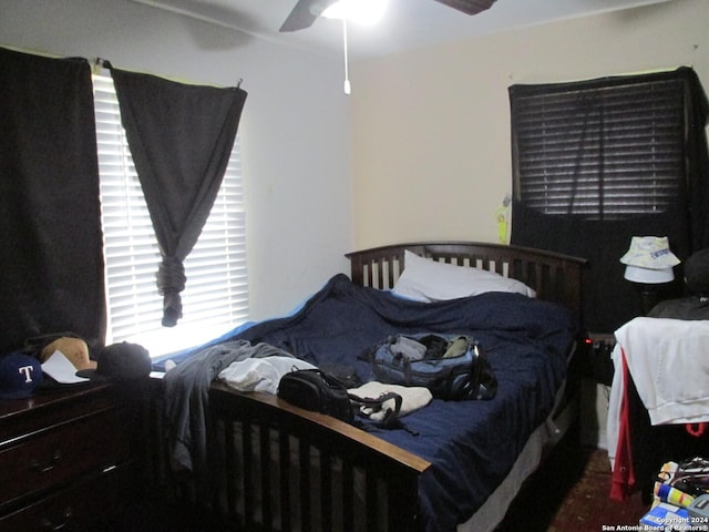 bedroom featuring ceiling fan