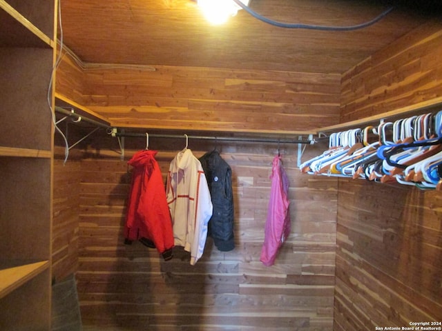 walk in closet featuring hardwood / wood-style flooring