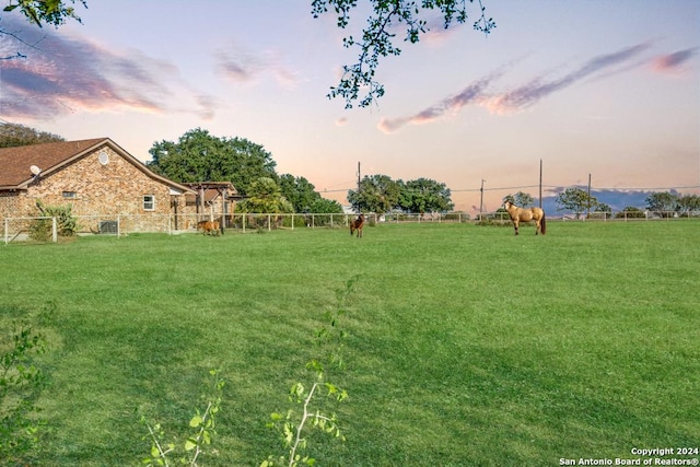 view of yard at dusk