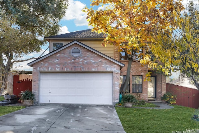 view of front property with a garage