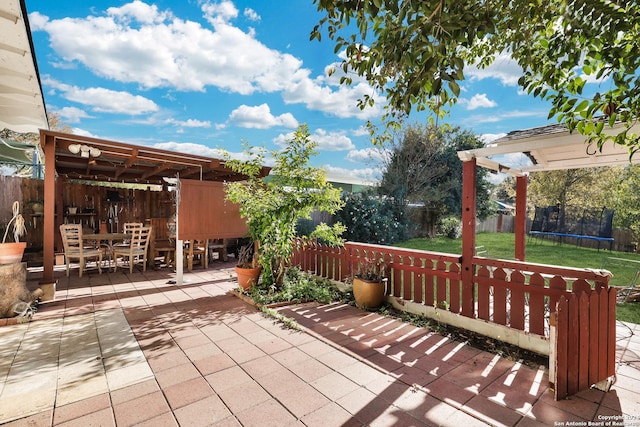 view of patio / terrace with a trampoline