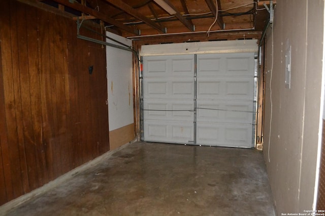 garage with wooden walls