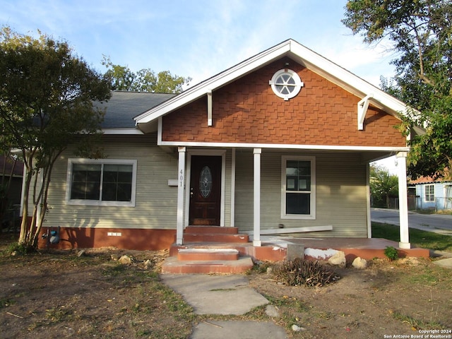 view of front facade featuring covered porch