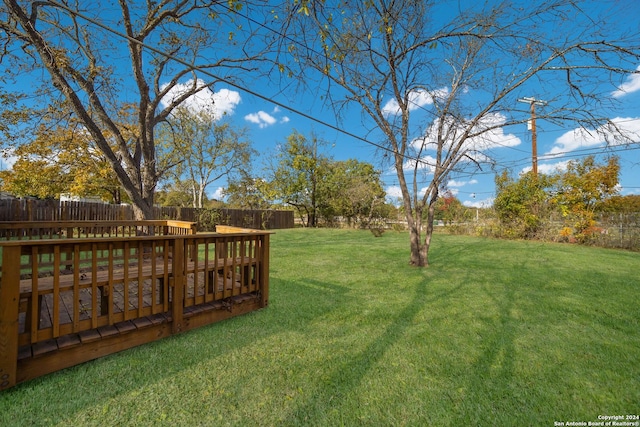 view of yard featuring a deck