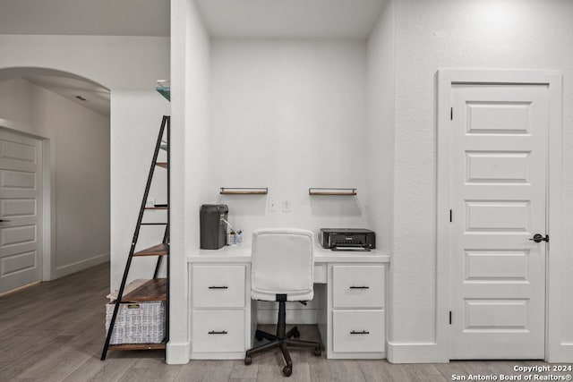 office space featuring hardwood / wood-style floors