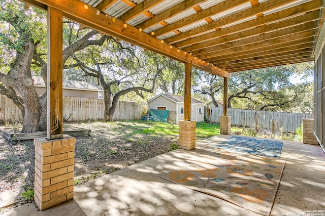 view of patio / terrace with an outdoor structure