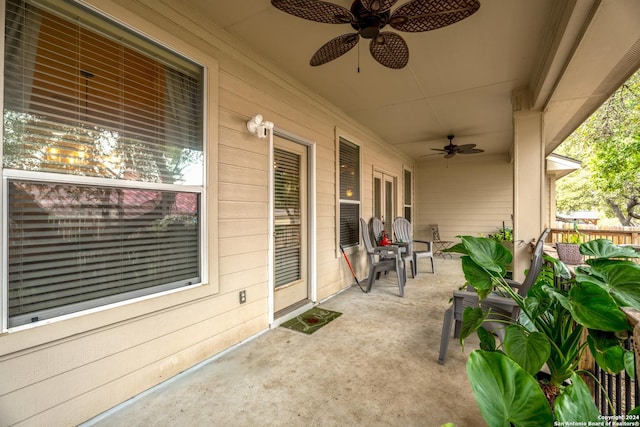 view of patio with ceiling fan