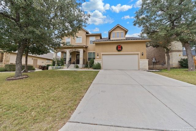 view of front of home with a front lawn