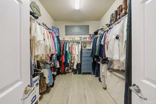 spacious closet with light hardwood / wood-style flooring