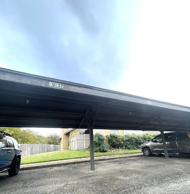 view of car parking featuring a carport