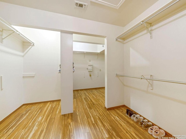 walk in closet featuring wood-type flooring