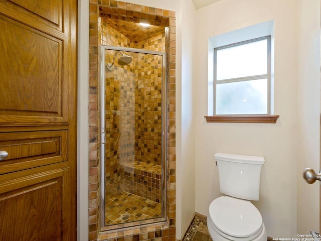 bathroom featuring toilet and walk in shower