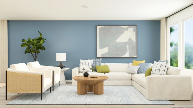 living room with light wood-type flooring