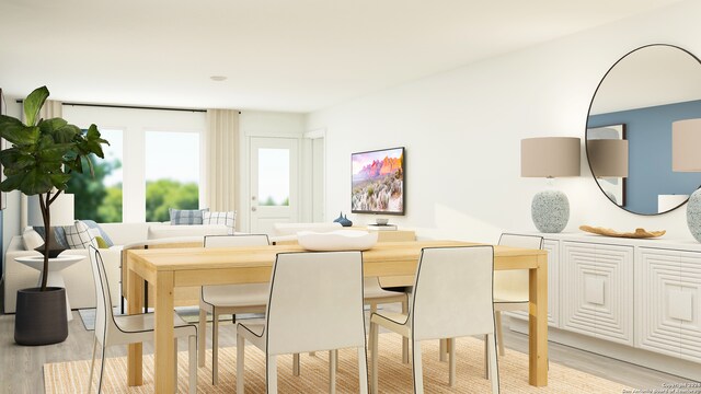 dining room with light hardwood / wood-style floors