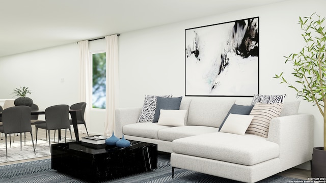 living room with hardwood / wood-style floors