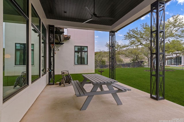 view of patio / terrace with a ceiling fan