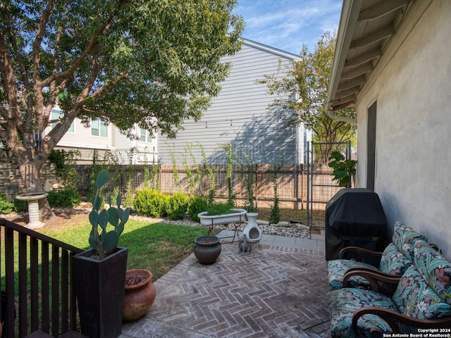 view of patio featuring grilling area