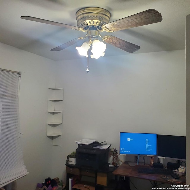 home office featuring ceiling fan