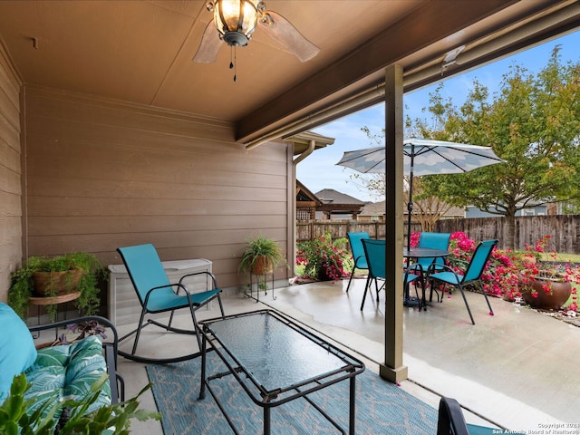 view of patio with ceiling fan