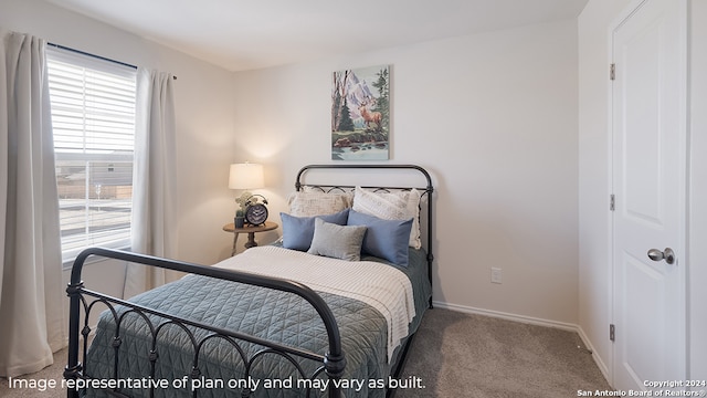 bedroom featuring carpet