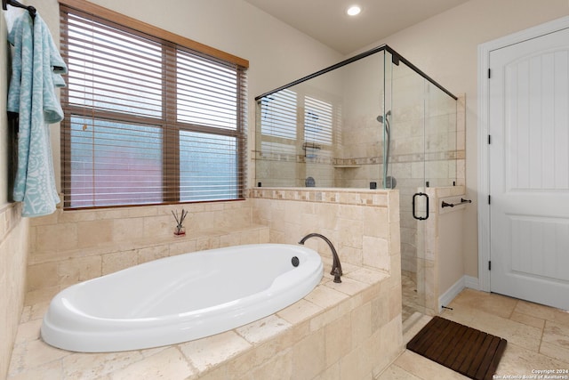 bathroom with plus walk in shower