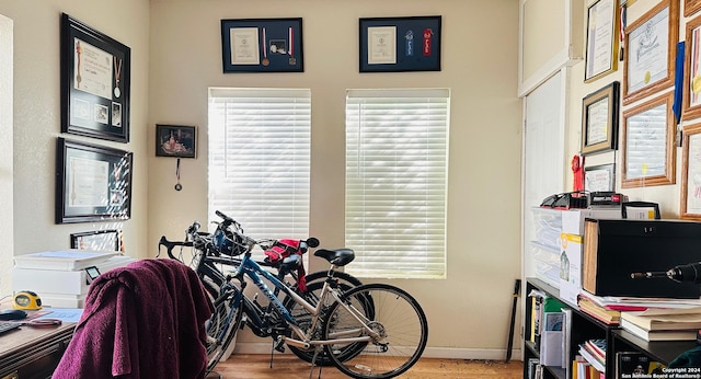 miscellaneous room featuring light hardwood / wood-style flooring