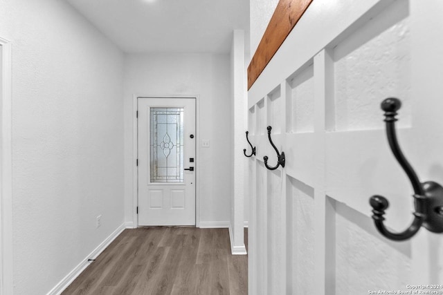 doorway with light hardwood / wood-style floors