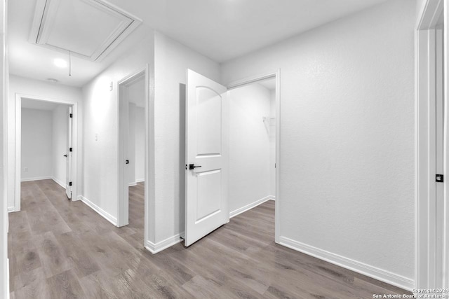 corridor with light hardwood / wood-style flooring