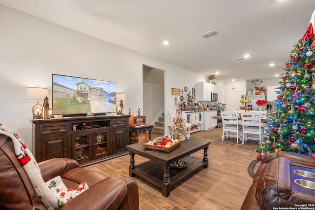 living room featuring light hardwood / wood-style flooring