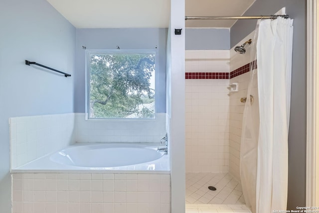 bathroom with separate shower and tub