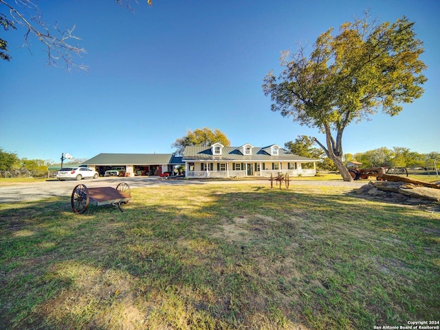 view of front of home with a front yard