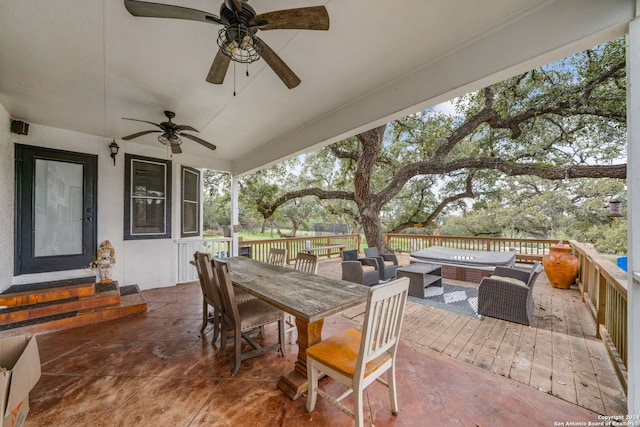 view of patio / terrace with outdoor lounge area and ceiling fan