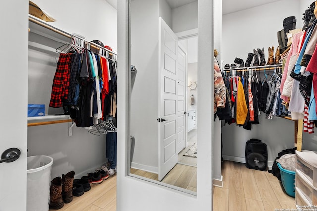 spacious closet with hardwood / wood-style floors