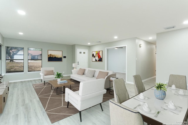 living room featuring light hardwood / wood-style flooring