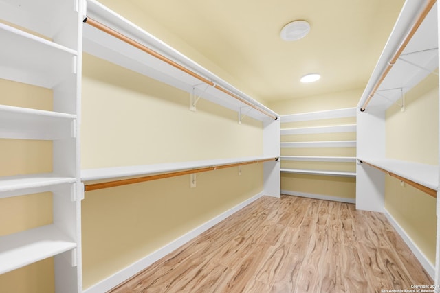 walk in closet featuring light hardwood / wood-style flooring