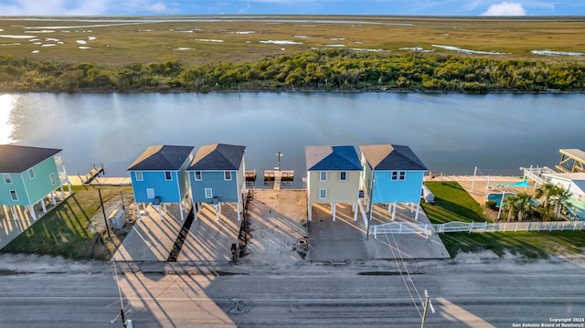 exterior space featuring a water view