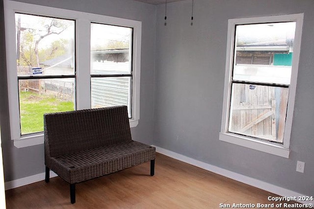 living area with wood-type flooring