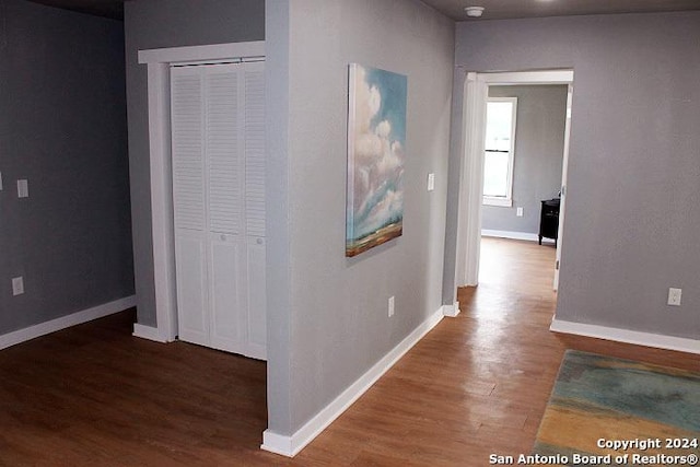 hall featuring dark hardwood / wood-style flooring