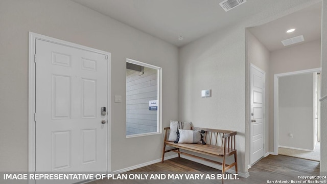 entryway featuring dark wood-type flooring