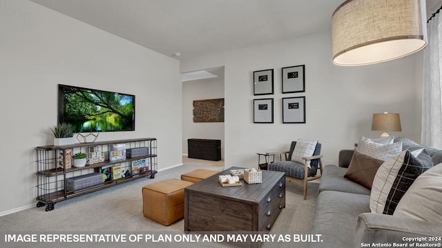 living room with carpet floors