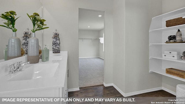 bathroom featuring wood-type flooring and sink