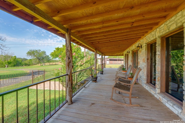 wooden deck with covered porch