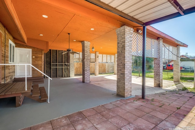 view of patio / terrace with ceiling fan