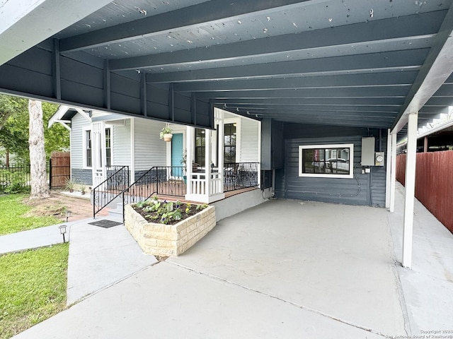 exterior space featuring covered porch