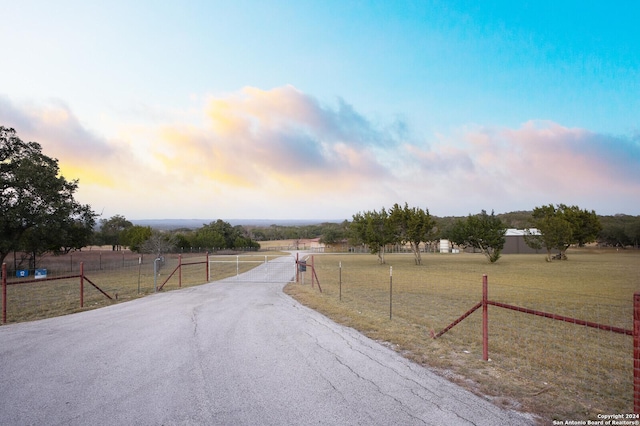 view of road featuring a rural view